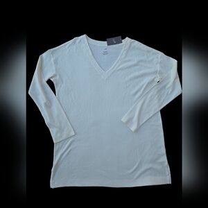 J Jill simply supima cotton v neck cream tunic size small